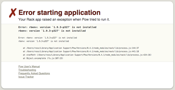 Error: rbenv: version <code>1.9.3-p327' is not installed</code>